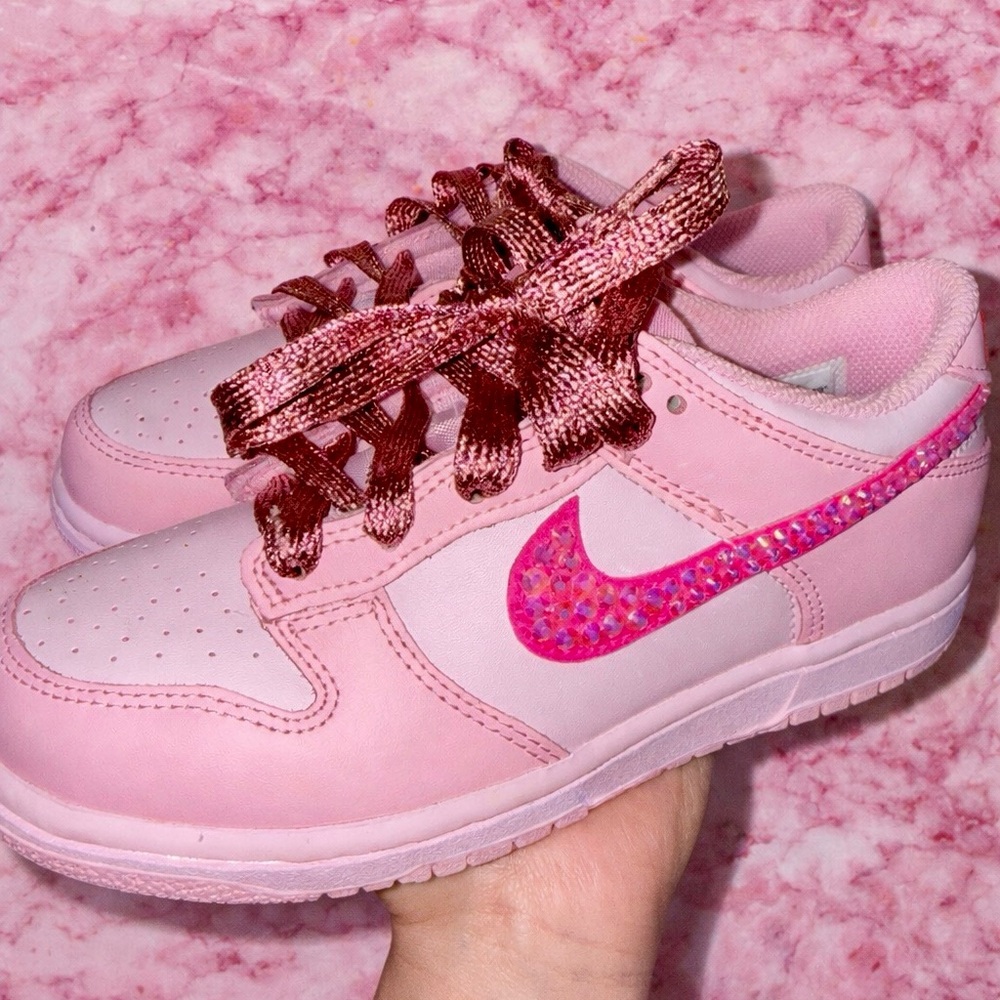 Nike Pink Low-Top Sneakers with Crystal Pink Swoosh